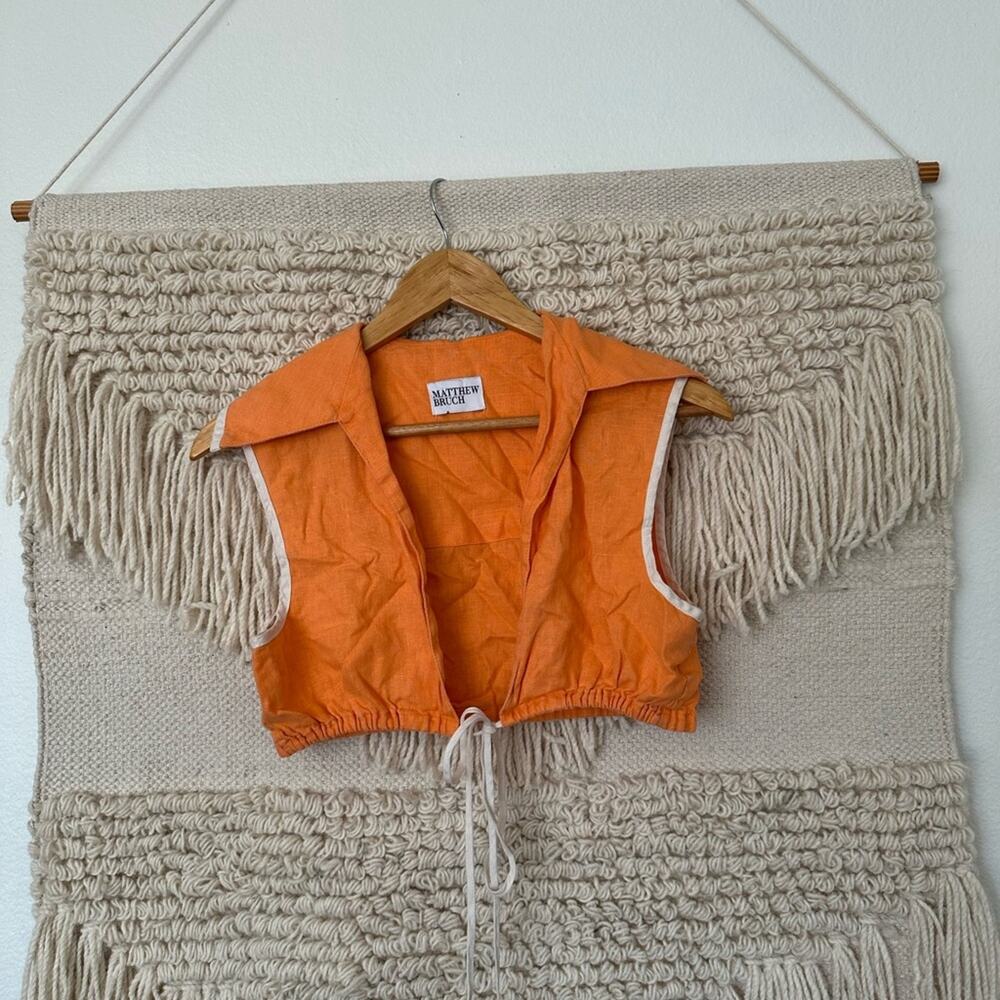 Matthew Bruch Tie Waist Crop Top